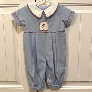 Three Sisters Smocked Christmas Romper (9m)